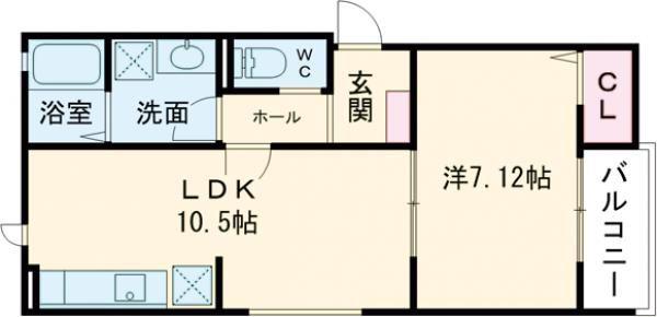 MAISONLUNA(1LDK/1階)の間取り写真