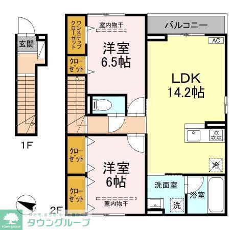ヒルサイドテラス(2LDK/2階)の間取り写真