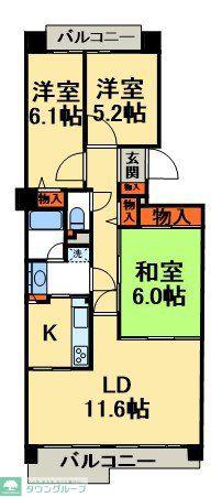サンパセオ新柏E棟(3LDK/10階)の間取り写真