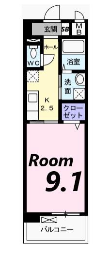 グレイスフル・K(1K/3階)の間取り写真