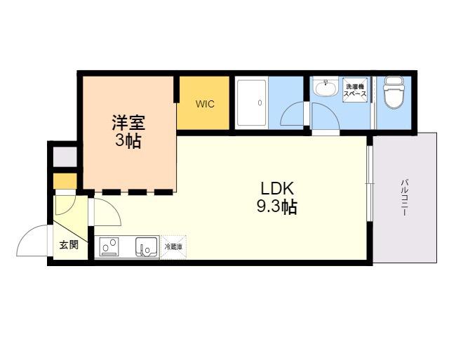 QUADOR高宮3丁目(1LDK/5階)の間取り写真