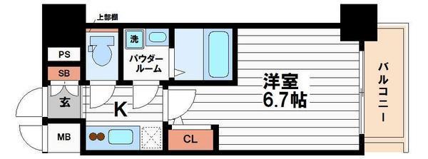 エスリード大阪上本町グリーズ(1K/4階)の間取り写真