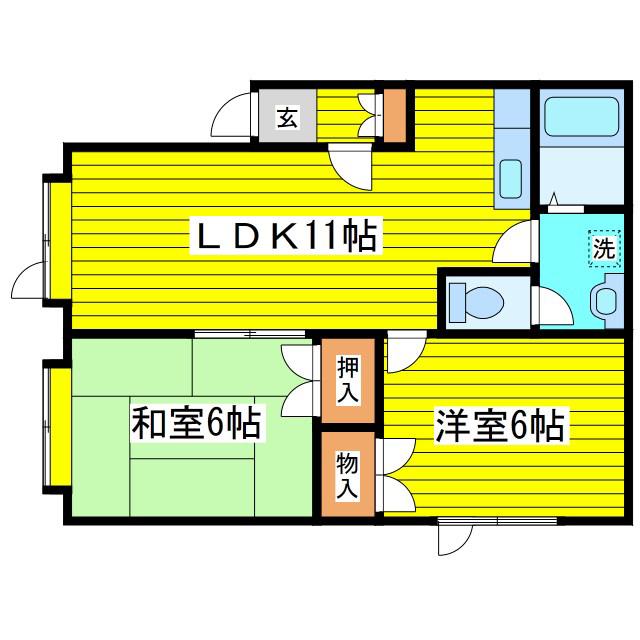 ロイヤルパレス(2LDK/3階)の間取り写真