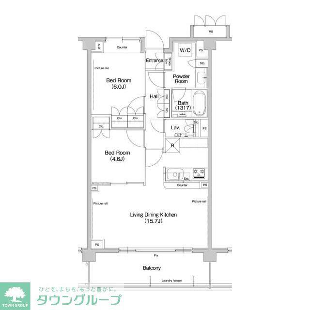 ヒューリックレジデンス新宿戸山(2LDK/4階)の間取り写真