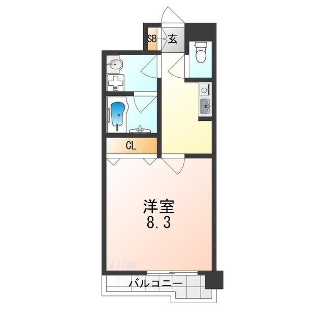 スカイヴィラ日根野(1K/7階)の間取り写真