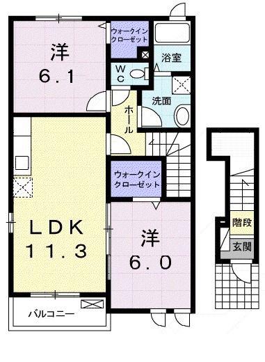 エアリー コートII(2LDK/2階)の間取り写真