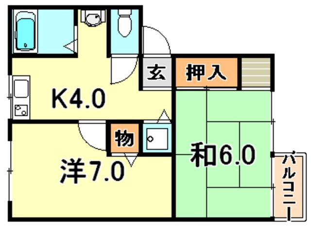 ソファレ菊水(2K/1階)の間取り写真