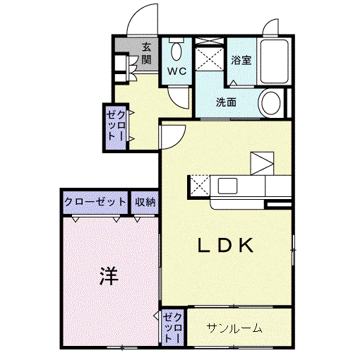 フロレスタ(1LDK/1階)の間取り写真
