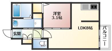 月光南観音五番館(1LDK/1階)の間取り写真