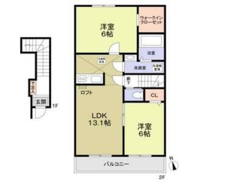 フォレストコート目白(2LDK/2階)の間取り写真