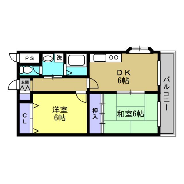 アムールセゾン(2DK/5階)の間取り写真