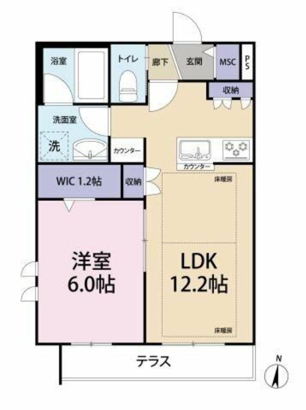 ル・ポン ヴェール中央林間(1LDK/1階)の間取り写真