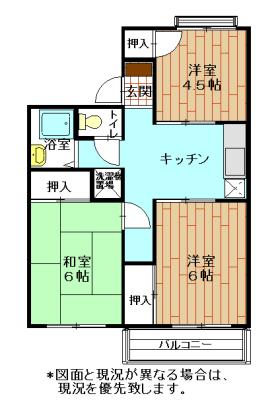 シマミハイツ(3DK/2階)の間取り写真