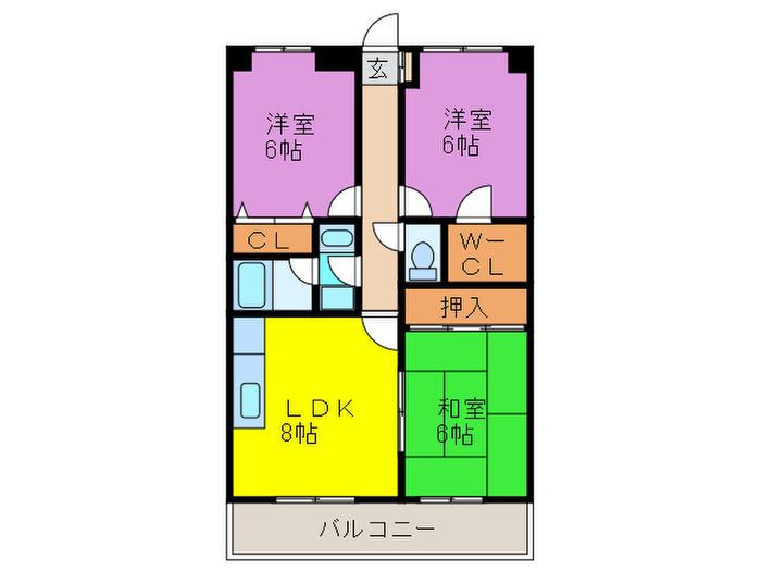 ウェレッヂ春日(3DK/3階)の間取り写真