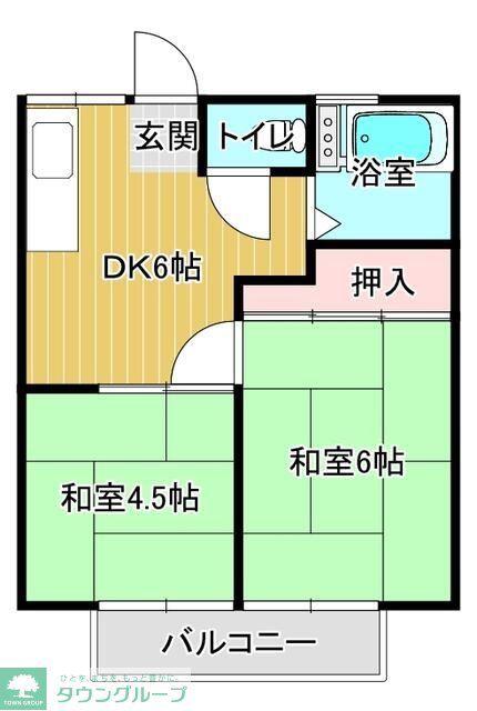 シティハイツ横川(2DK/1階)の間取り写真