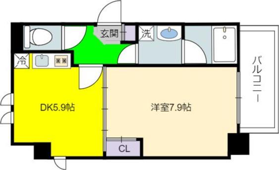 地下鉄桜通線 吹上駅(愛知) 徒歩7分 8階建 築26年(1DK/5階)の間取り写真