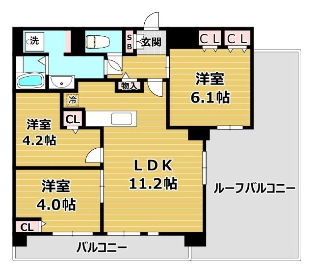 アーバンパーク御幣島(2SLDK/10階)の間取り写真