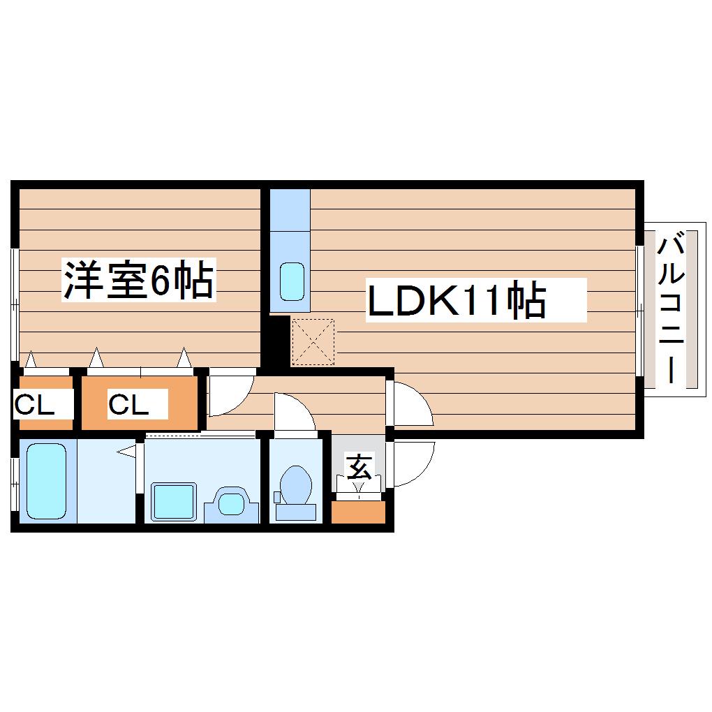 ファミーユサカエ(1LDK/1階)の間取り写真