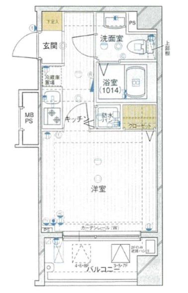 クレアシオン渋谷神山町(1K/4階)の間取り写真