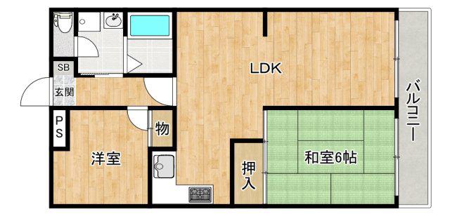コスモハイツ上野(2LDK/3階)の間取り写真