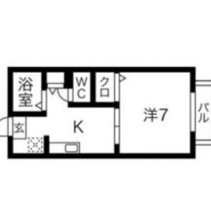 ポミエ六甲(1K/1階)の間取り写真