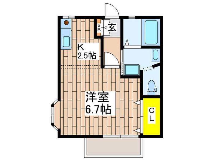 サンライフ鵠沼(1K/2階)の間取り写真