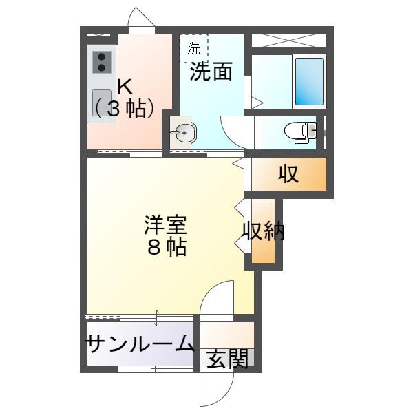 アリエッティ(1K/1階)の間取り写真