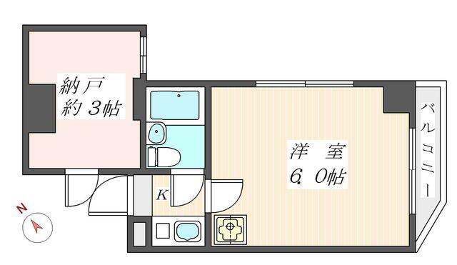 木戸坂ハイツ(1SK/2階)の間取り写真