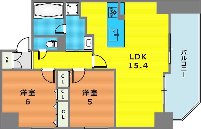 サムティグランツ神戸(2LDK/7階)の間取り写真
