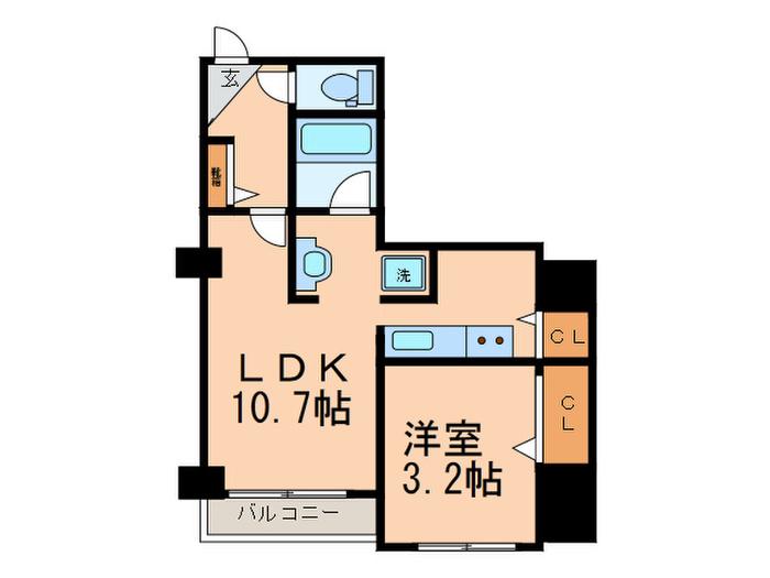 リーブル博多駅前(1LDK/13階)の間取り写真