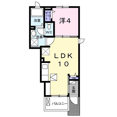 エアリーウッド(1LDK/1階)の間取り写真
