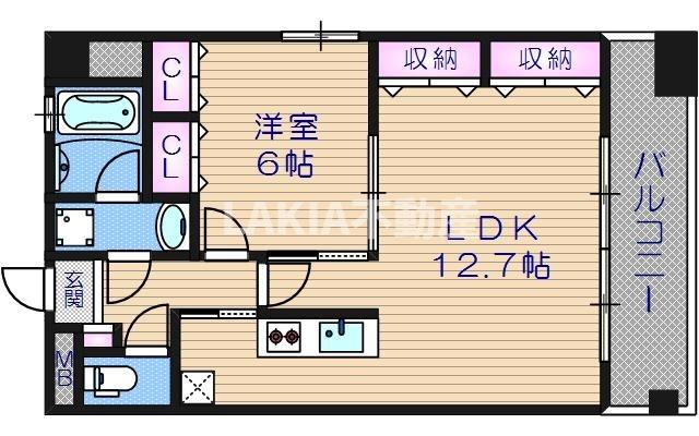 キャピトル安堂寺(1LDK/6階)の間取り写真