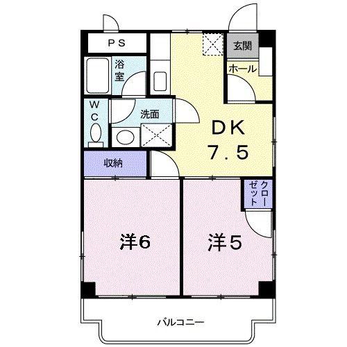グレース与儀(2DK/2階)の間取り写真