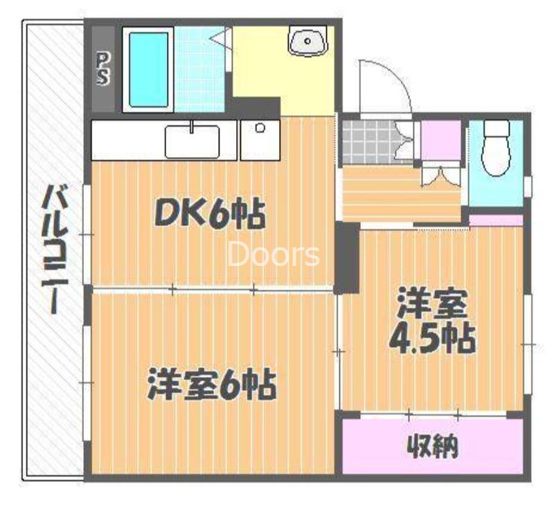 ヴィラナリー建部1号棟(2DK/4階)の間取り写真