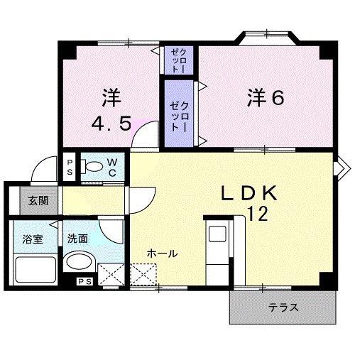 ハイツ十連寺B棟(2LDK/1階)の間取り写真