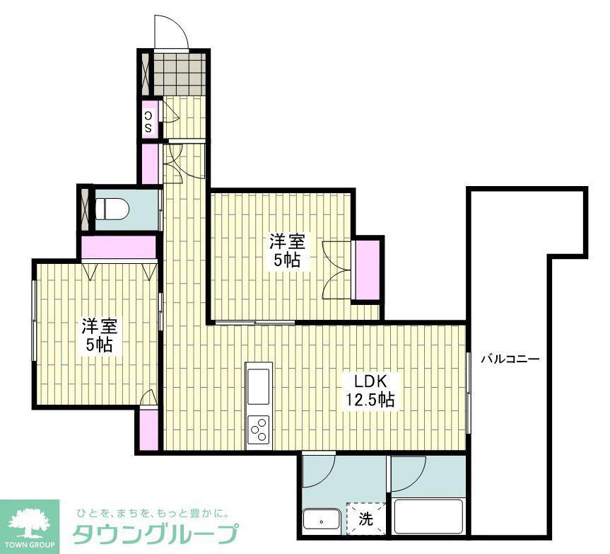 ヴァヌルー(2LDK/1階)の間取り写真