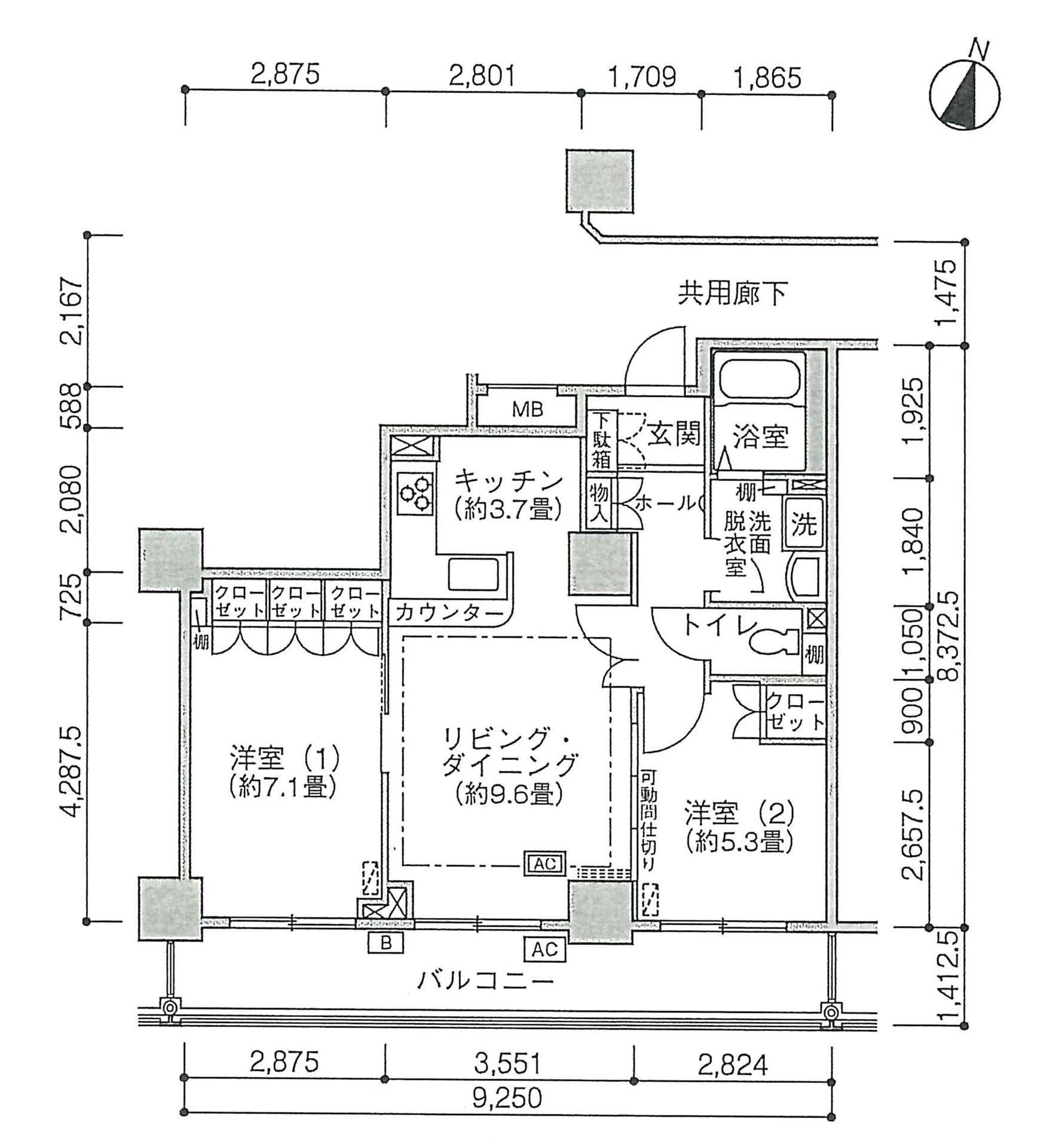 Jタワー西大井イーストタワー(2LDK/14階)の間取り写真