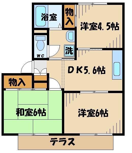 シャトルファームI(3DK/2階)の間取り写真