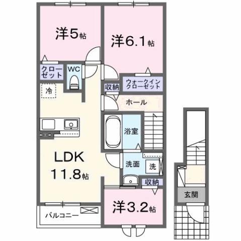 ラ・テールI(3LDK/2階)の間取り写真