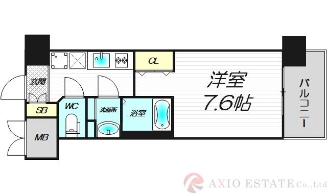 レジュールアッシュJUSO(1K/1階)の間取り写真