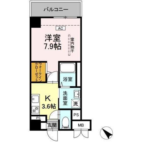 ヴィラ ひまわり(1K/2階)の間取り写真