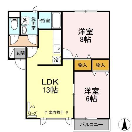 セルシア B(2LDK/2階)の間取り写真