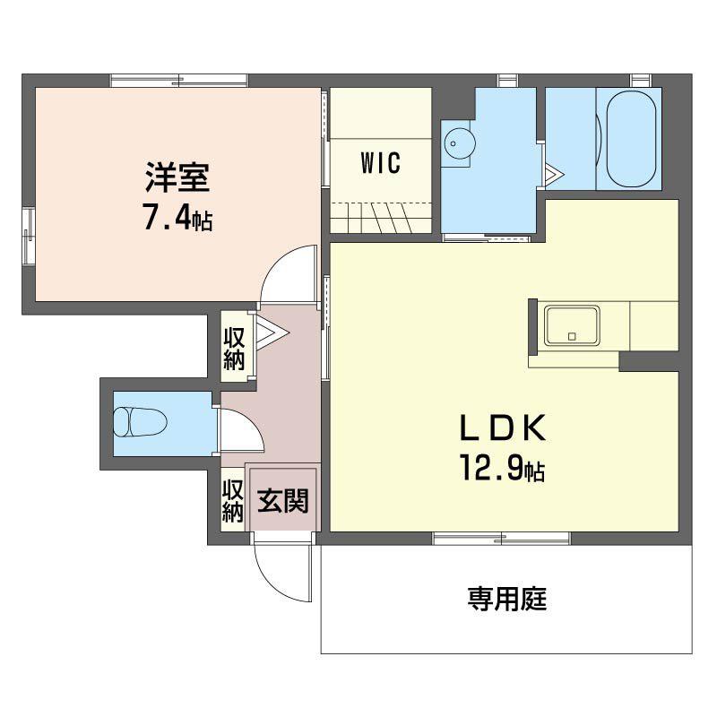 アトリオC棟(1LDK/1階)の間取り写真