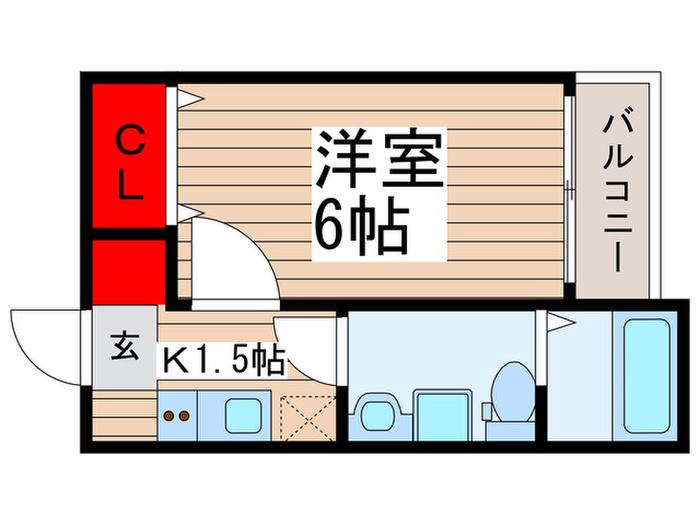 ベルメント陣屋前C(1K/2階)の間取り写真