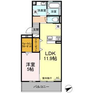 カーサフェリーチェE(1LDK/3階)の間取り写真
