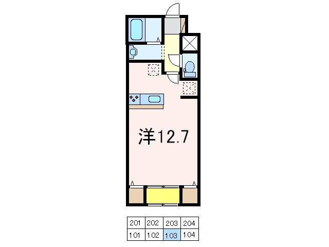 ぽっぽハウス(ワンルーム/1階)の間取り写真