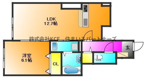 エルグランドパティオ弐番館(1LDK/1階)の間取り写真