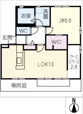 フォレストコート一宮(1LDK/1階)の間取り写真