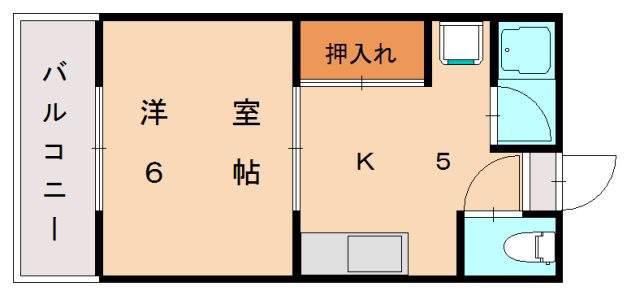 シャトレ和白丘(1DK/2階)の間取り写真