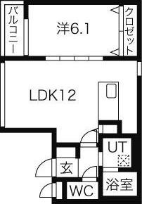 ルーミスト八軒東(1LDK/4階)の間取り写真